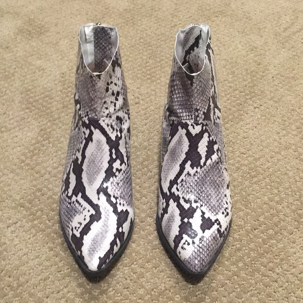 Snake print booties
